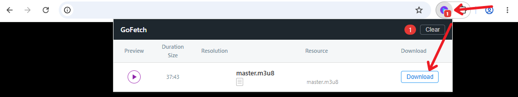 Select the Download Item