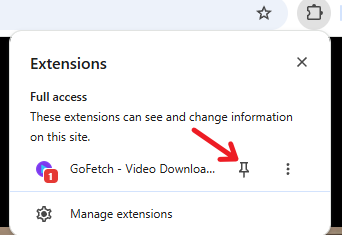 Pin GoFetch to the Toolbar